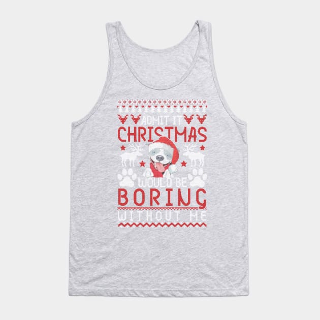 Pit bull Christmas Tshirt Tank Top by Him